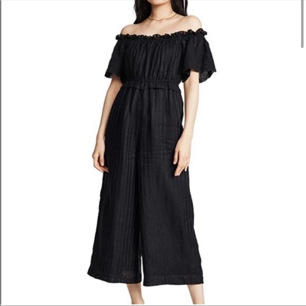 Joie Black Off-Shoulder Wide-Leg Jumpsuit